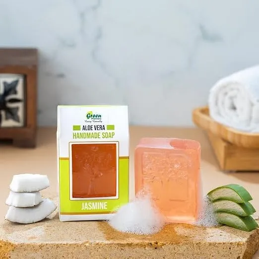 Aloe Vera Jasmine Soap -(100 gm)- Green Pharmacy