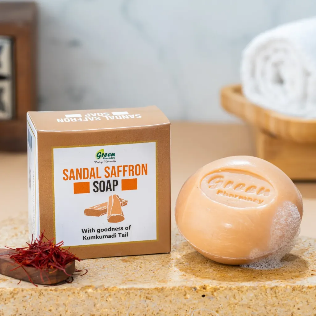 Sandal Saffron Soap -(100 gm)- Green Pharmacy